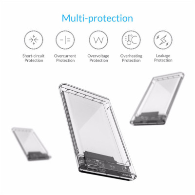 USB External Hard Drive Enclosure Clear Case 2.5 Inch SATA