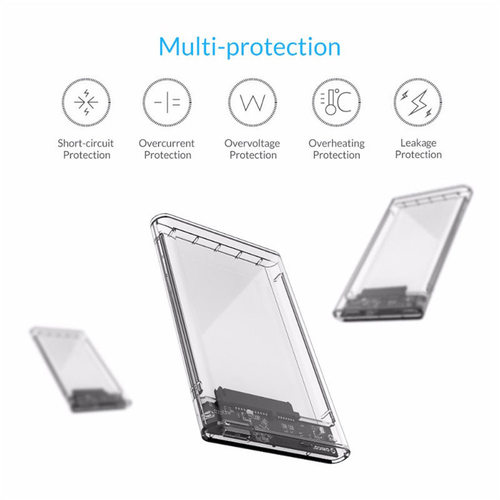 USB External Hard Drive Enclosure Clear Case 2.5 Inch SATA