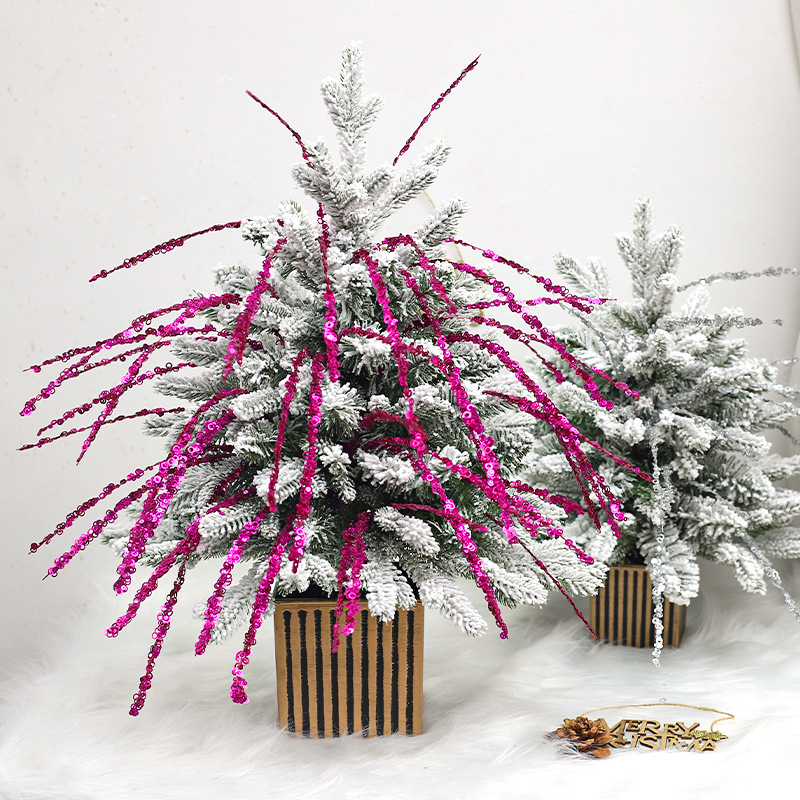 Christmas tree glitter cuttings, sparkling pink branches
