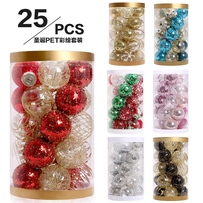 Hot selling 6cm Christmas ball decoration 25pcs hanging ball