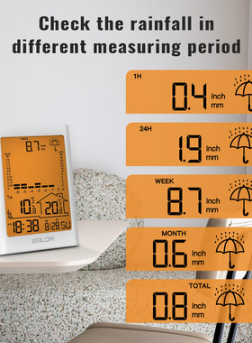 Color screen weather station rain gauge彩屏气象站钟温湿度