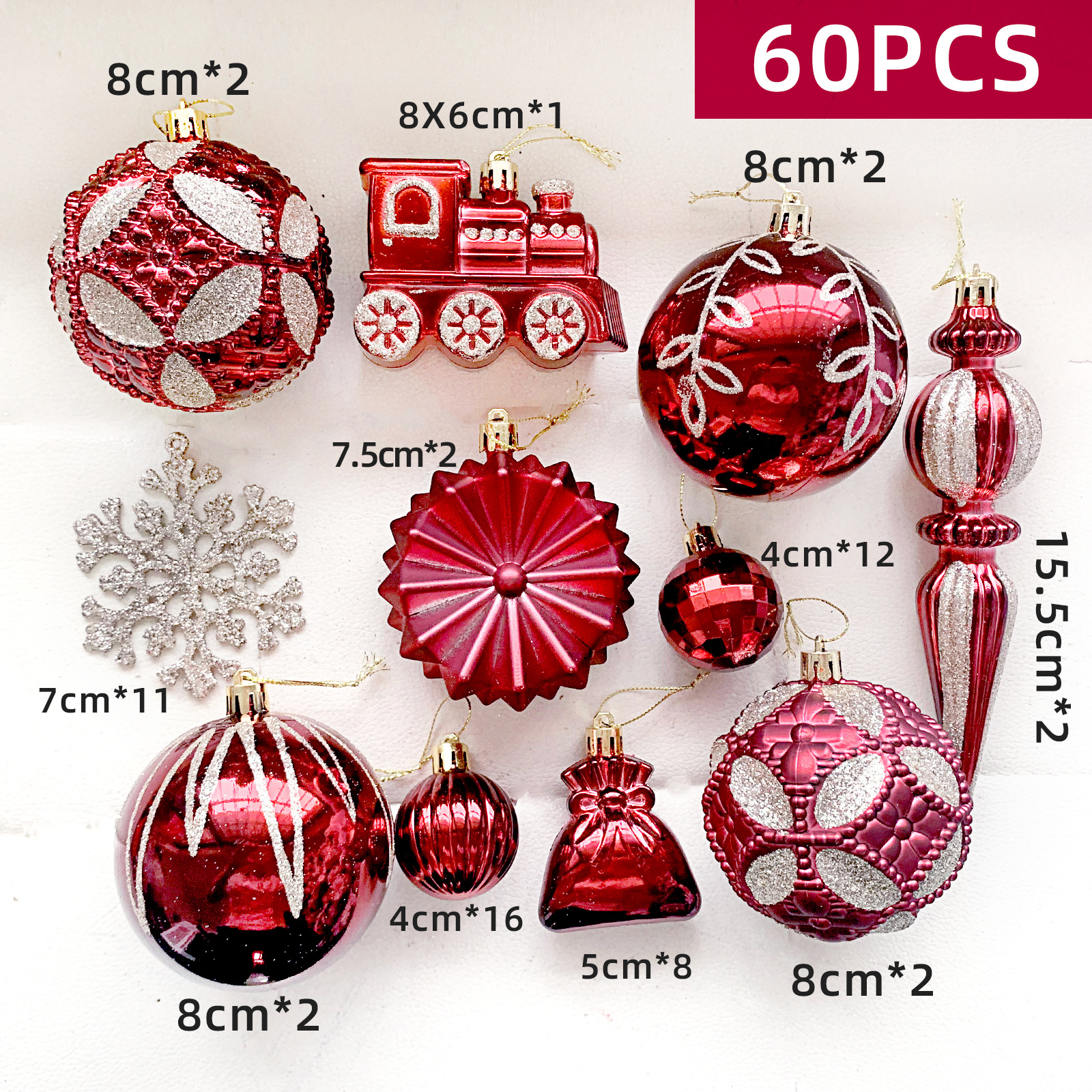 60PCS plastic balls snowflake Christmas balls圣诞球