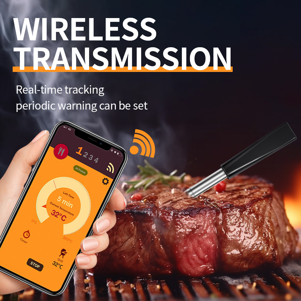 Intelligent wireless Bluetooth thermometer, barbecue thermom