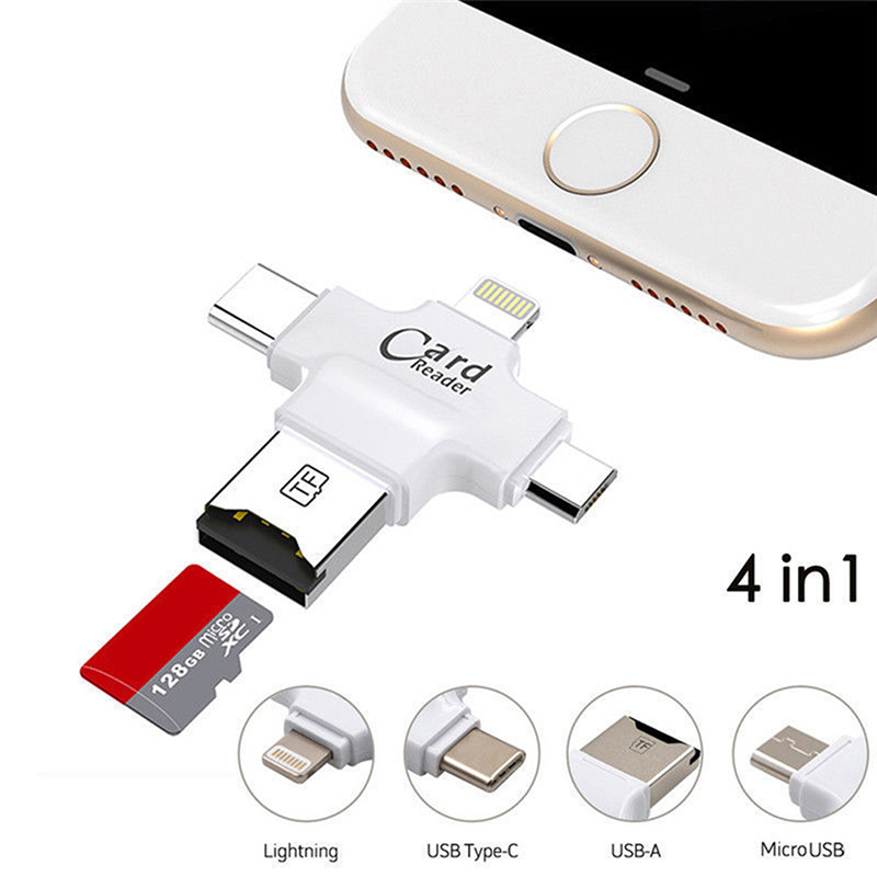 New Stylish 4in1 Micro USB Type C OTG TF Card Reader