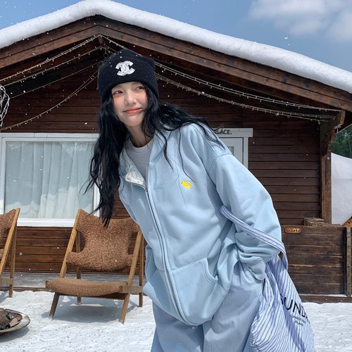 碎花sanjati青春拉链帽衫