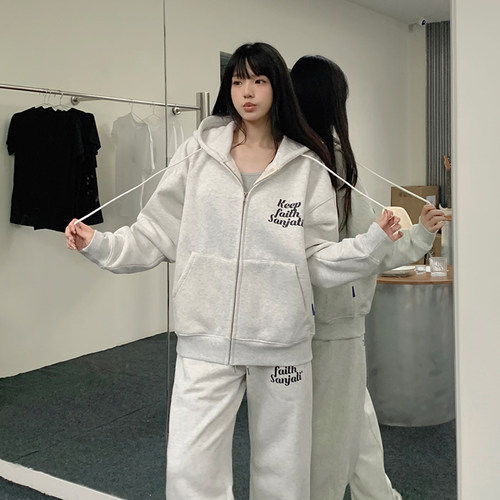 sanjati美式套装休闲卫衣卫裤