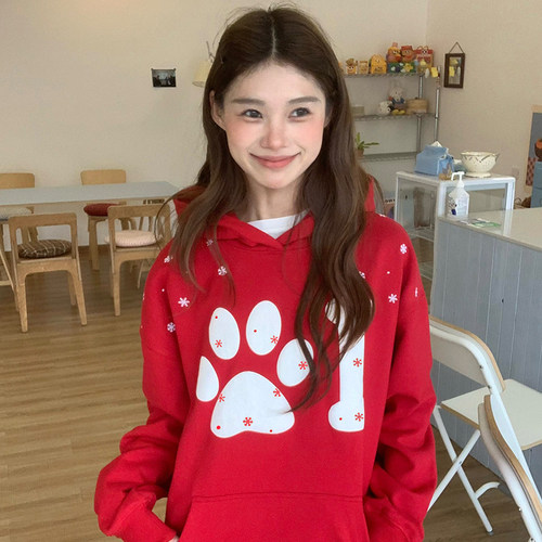 SANJATI猫爪帽衫情侣男女宽松潮