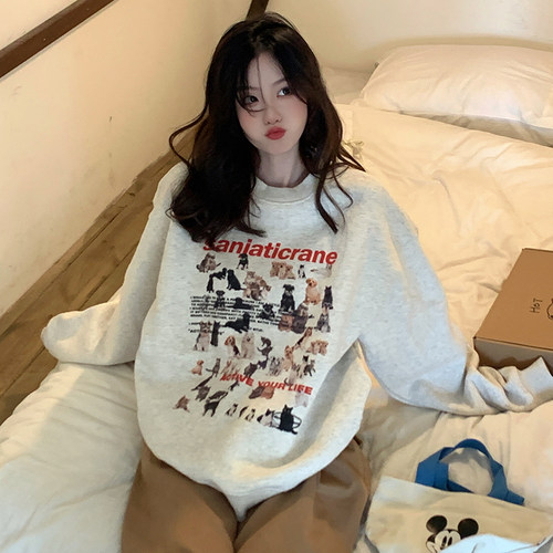 sanjati潮牌狗狗卫衣美式