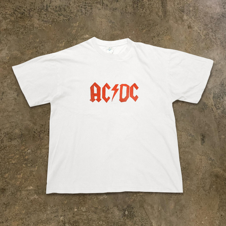 BOMBA STUDIO ACDC 밴드 아메리칸 레트로 오버사이즈 힙합 록 반팔 티셔츠 헤비 250G