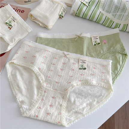 5条奶绿A类婴儿棉内裤女纯棉中腰7A抑菌透气少女生三角裤2025新款
