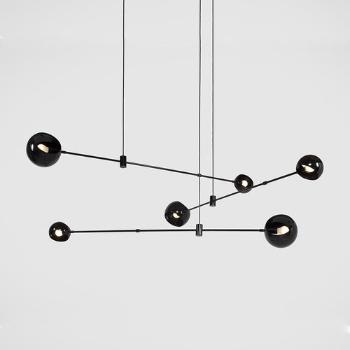 设计师几何卧室样板房铁艺吊灯