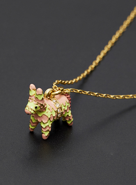 锁骨链彩色生肖驴马925纯银项链