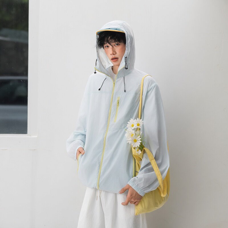 BONELESS美式upf50+冰川蓝防晒衣男女生夏轻薄外套速干宽松防晒服图片