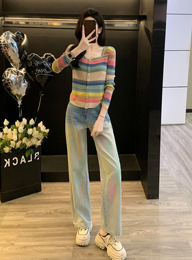 针织开衫上衣女春季女装一整套潮
