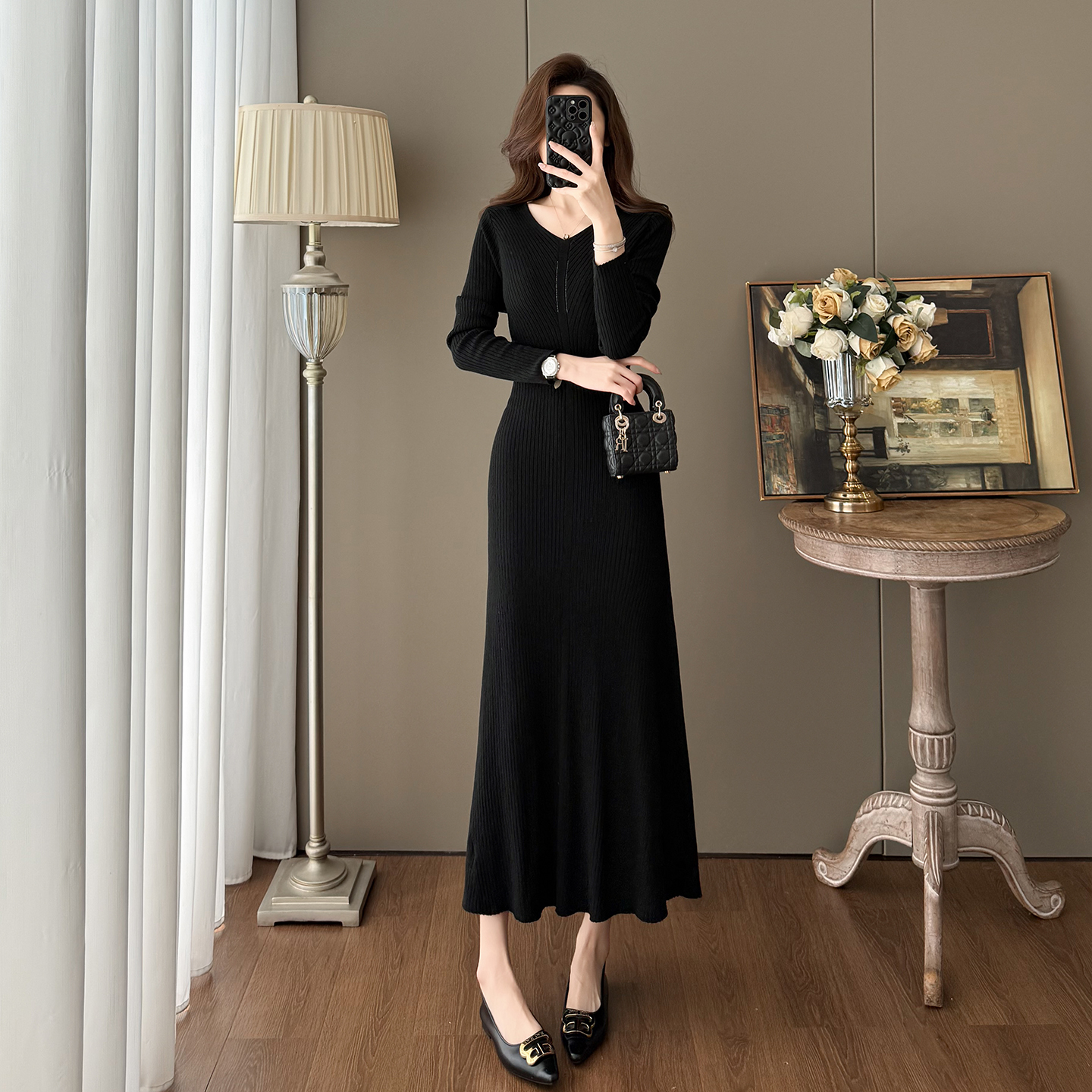 高级感内搭打底包臀鱼尾针织长裙