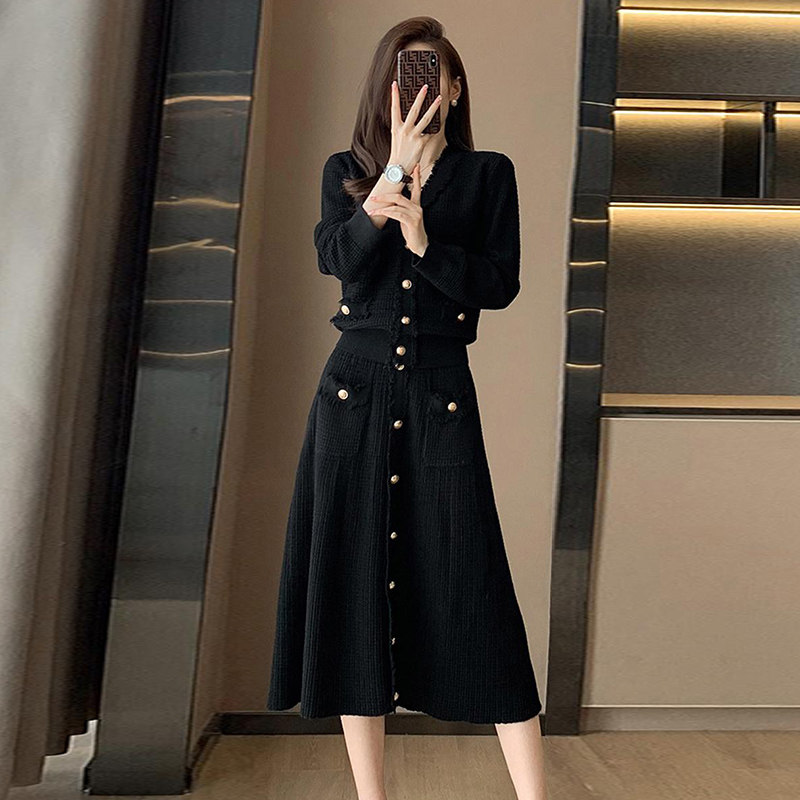 法式小香风针织开衫半身裙套装女2025秋季新款中长款连衣裙两件套,女装/女士精品,真丝上装,淘宝优惠券,粉丝福利购,淘宝优惠卷