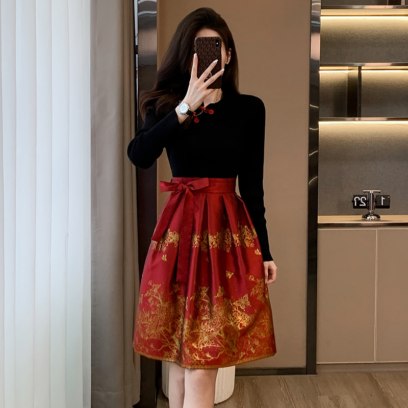 新中式中国风改良旗袍连衣裙女秋