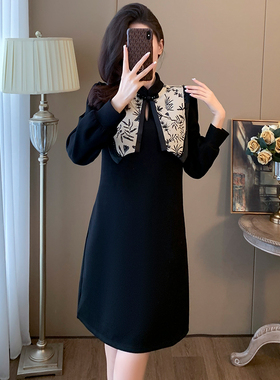 新中式国风黑色时尚连衣裙女秋季