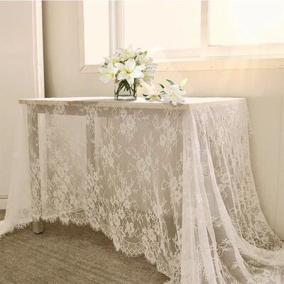 300cm Rustic Wedding White Lace Tablecloth Vintage Embroider
