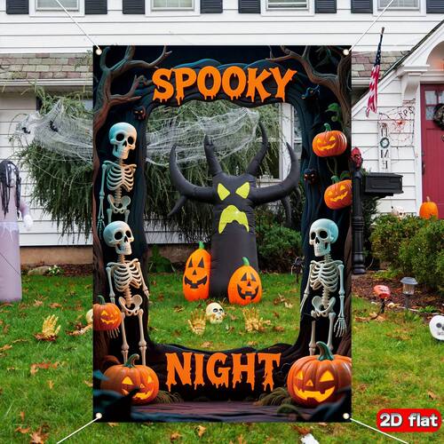 1pc 2D Flat Banner Halloween Themed Photo Frame Flag Polyest