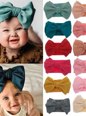 Solid Turban Nylon Headband High Elastic Bow Top Knot Headwr