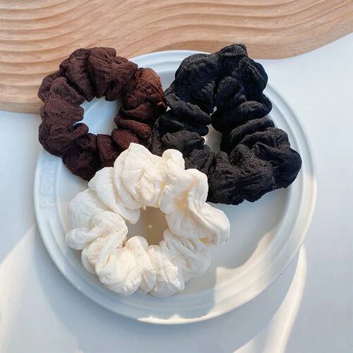 3pcs Cream Puff Scrunchies, Bun Hair Ties, Versatile Solid R