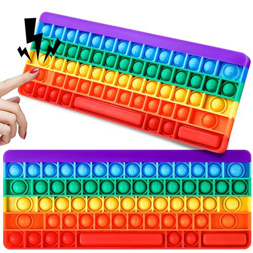 Keyboard Push Bubble Fidget Sensory Toys Rainbow Popping Sil