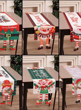 Christmas Table Runner Cartoon Printed Foot Cartoon Polyeste