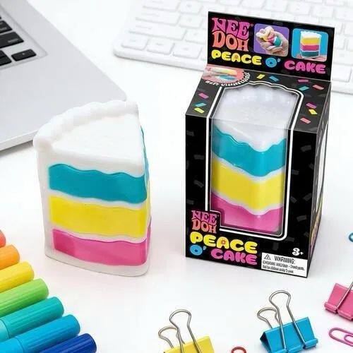 NeeDoh PEACE O' CAKE Squishy Toy NEE DOH Rainbow Cake Stress