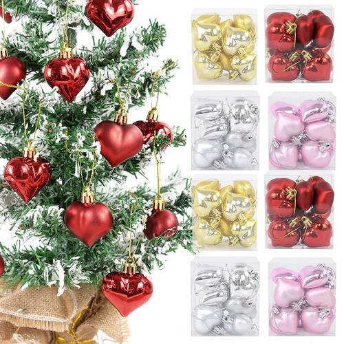 12Pcs Christmas Pendant Star Heart Shape Hanging Ornaments X