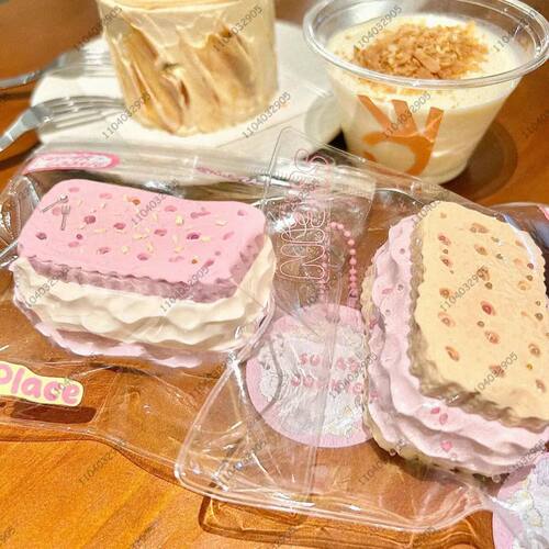 Biscuit Taba Squishy Double Decker Cookie Fidget Toy Cream C