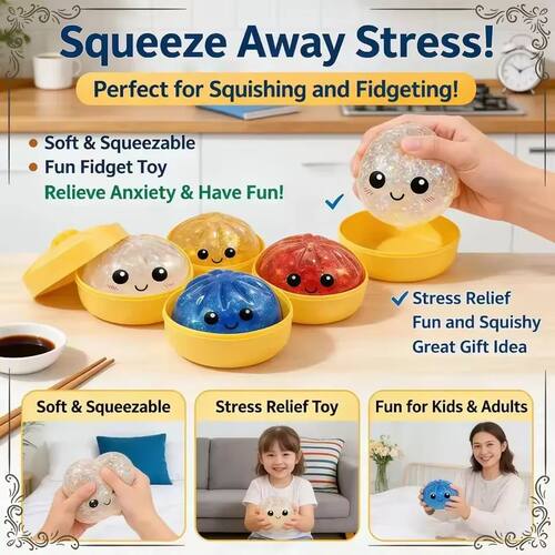 New Dumpling Squishy Toys Glitter Dumpling Pressure Ball Slo