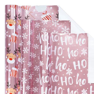 1 Roll Christmas Wrapping Paper Mini Roll, Pink Metallic Foi