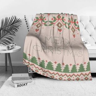 Knit Stitch Christmas Throw Blanket, Subtle Textured Merry C