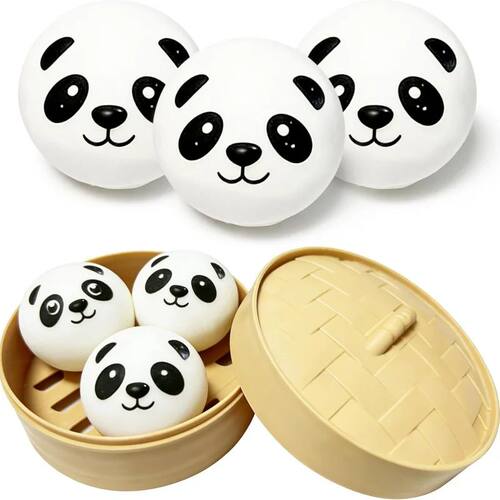 Cute Pig Panda Dumpling Squishies Toy with Steamer, Squishy