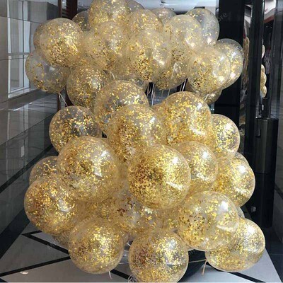 12 inch Transparent Balloon Gold Confetti Sequ Latex