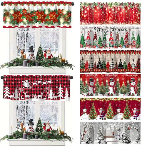 Christmas Short Curtain Merry Cristmas Decoration for Home X