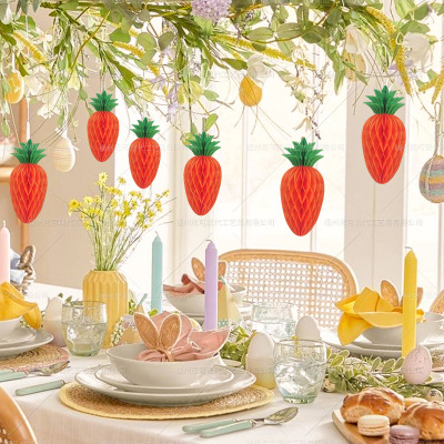 Carrot Honeycomb Ball Pendant Easter Theme Party Decoration