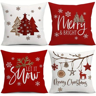 Christmas Tree & Snowflake Pattern Merry Christmas Pillowcas