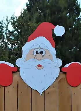 1pc Christmas Fence Ornaments Santa Clause Peeker Yard Ornam
