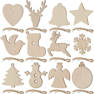 Christmas Tree Pendant Carving Wood Holiday Party Decoration