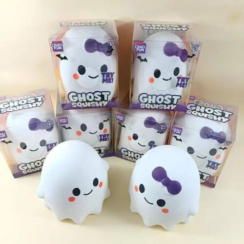 New 14cm Crazy Fun Ghost Squishy Large Cute Bow Spooky Hallo