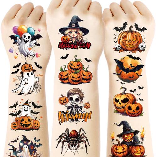 Halloween Temporary Tattoos-20 Sheets,Pumpk Skeletons Bats G