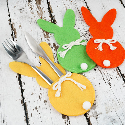 Easter Bunny Knife And Fork Bag Easter Party Tableware Set D