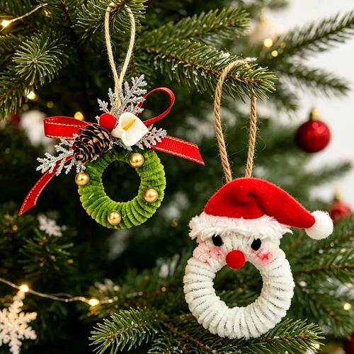 New Christmas Plush Wreath Pendant, Christmas Tree Pendant D