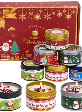 Christmas Scented Candle Set Gift Fragrance Candle Jar Smoke