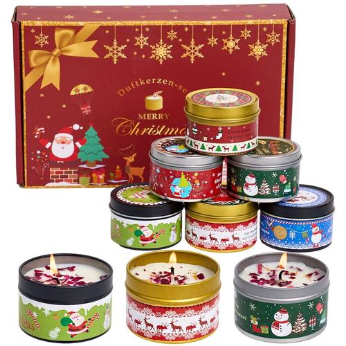 Christmas Scented Candle Set Gift Fragrance Candle Jar Smoke