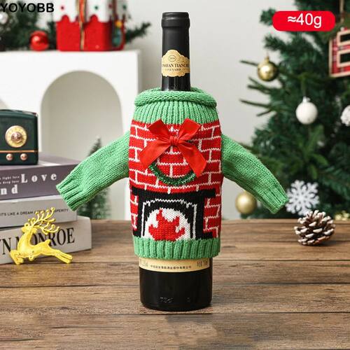 Elk Wine Bottle Cover Snowflake Reusable Cover Christmas Kni