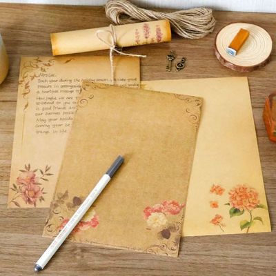 16pcs Vintage Writing Paper Old Parchment Design Kraft Paper