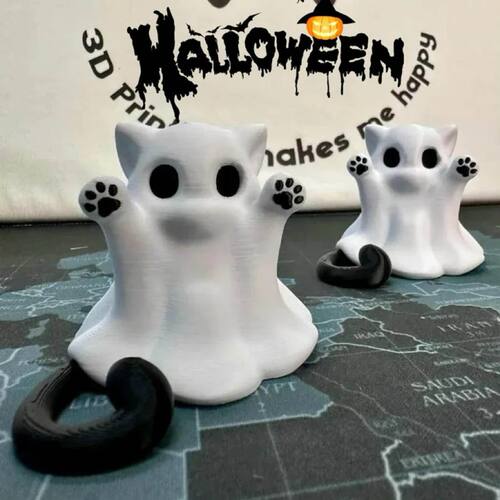 Mini Cat Ghost Ornament Cute Halloween Desktop Decor Spooky
